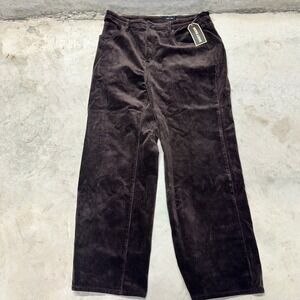 CLEO + WOLF Corduroy Pants 33x32 High Rise Loose Fit Brown Cotton Blend Trousers